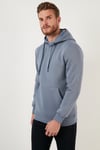 Regular Fit Kapüşonlu Kanguru Cepli İçi Tüylü Yumuşak Şardonlu Erkek Sweat 5905281 KOYU GRİ
