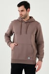 Regular Fit Kapüşonlu Kanguru Cepli İçi Tüylü Yumuşak Şardonlu Erkek Sweat 5905281 TOPRAK