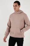 Regular Fit Kapüşonlu Kanguru Cepli İçi Tüylü Yumuşak Şardonlu Erkek Sweat 5905281 GÜL