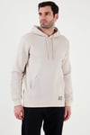Regular Fit Kapüşonlu Kanguru Cepli İçi Tüylü Yumuşak Şardonlu Erkek Sweat 5905281 KREM