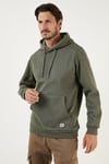 Regular Fit Kapüşonlu Kanguru Cepli İçi Tüylü Yumuşak Şardonlu Erkek Sweat 5905281 HAKİ