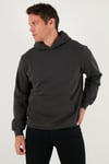 Regular Fit Kapüşonlu Kanguru Cepli İçi Tüylü Yumuşak Şardonlu Erkek Sweat 5905281 FÜME