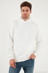 Regular Fit Kapüşonlu Kanguru Cepli İçi Tüylü Yumuşak Şardonlu Erkek Sweat 5905281 EKRU