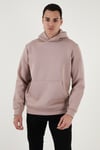 Regular Fit Kapüşonlu Kanguru Cepli İçi Tüylü Yumuşak Şardonlu Erkek Sweat 5905281 GÜL