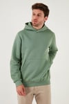 Regular Fit Kapüşonlu Kanguru Cepli İçi Tüylü Yumuşak Şardonlu Erkek Sweat 5905281 ELMA YEŞİLİ