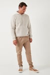 Regular Fit Kapüşonlu Kanguru Cepli İçi Tüylü Yumuşak Şardonlu Erkek Sweat 5905281 KUM