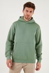 Regular Fit Kapüşonlu Kanguru Cepli İçi Tüylü Yumuşak Şardonlu Erkek Sweat 5905281 ELMA YEŞİLİ