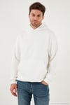 Regular Fit Kapüşonlu Kanguru Cepli İçi Tüylü Yumuşak Şardonlu Erkek Sweat 5905281 EKRU