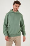 Regular Fit Kapüşonlu Kanguru Cepli İçi Tüylü Yumuşak Şardonlu Erkek Sweat 5905281 ELMA YEŞİLİ