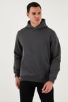 Regular Fit Kapüşonlu Kanguru Cepli İçi Tüylü Yumuşak Şardonlu Erkek Sweat 5905281 ANTRASİT