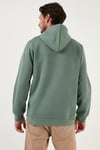 Regular Fit Kapüşonlu Kanguru Cepli İçi Tüylü Yumuşak Şardonlu Erkek Sweat 5905281 AÇIK YEŞİL