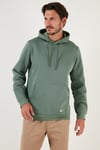 Regular Fit Kapüşonlu Kanguru Cepli İçi Tüylü Yumuşak Şardonlu Erkek Sweat 5905281 AÇIK YEŞİL