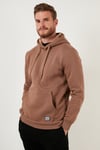 Regular Fit Kapüşonlu Kanguru Cepli İçi Tüylü Yumuşak Şardonlu Erkek Sweat 5905281 SÜTLÜ KAHVE