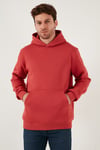 Regular Fit Kapüşonlu Kanguru Cepli İçi Tüylü Yumuşak Şardonlu Erkek Sweat 5905281 BAYRAK KIRMIZI