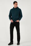 Regular Fit Kapüşonlu Kanguru Cepli İçi Tüylü Yumuşak Şardonlu Erkek Sweat 5905281 PETROL