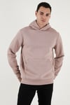 Regular Fit Kapüşonlu Kanguru Cepli İçi Tüylü Yumuşak Şardonlu Erkek Sweat 5905281 GÜL