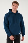 Regular Fit Kapüşonlu Kanguru Cepli İçi Tüylü Yumuşak Şardonlu Erkek Sweat 5905281 İNDİGO