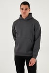Regular Fit Kapüşonlu Kanguru Cepli İçi Tüylü Yumuşak Şardonlu Erkek Sweat 5905281 ANTRASİT
