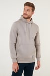 Regular Fit Kapüşonlu Kanguru Cepli İçi Tüylü Yumuşak Şardonlu Erkek Sweat 5905281 Kül