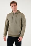 Regular Fit Kapüşonlu Kanguru Cepli İçi Tüylü Yumuşak Şardonlu Erkek Sweat 5905281 Vizon Yeşili