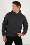Regular Fit Kapüşonlu Kanguru Cepli İçi Tüylü Yumuşak Şardonlu Erkek Sweat 5905281 FÜME