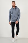 Regular Fit Kapüşonlu Kanguru Cepli İçi Tüylü Yumuşak Şardonlu Erkek Sweat 5905281 KOYU GRİ