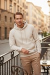 Regular Fit Kapüşonlu Kanguru Cepli İçi Tüylü Yumuşak Şardonlu Erkek Sweat 5905281 KUM