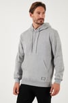 Regular Fit Kapüşonlu Kanguru Cepli İçi Tüylü Yumuşak Şardonlu Erkek Sweat 5905281 GRİ MELANJ