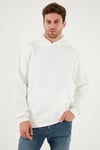 Regular Fit Kapüşonlu Kanguru Cepli İçi Tüylü Yumuşak Şardonlu Erkek Sweat 5905281 EKRU