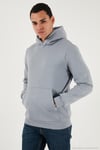 Regular Fit Kapüşonlu Kanguru Cepli İçi Tüylü Yumuşak Şardonlu Erkek Sweat 5905281 AÇIK GRİ