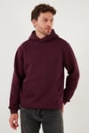 Regular Fit Kapüşonlu Kanguru Cepli İçi Tüylü Yumuşak Şardonlu Erkek Sweat 5905281 VİŞNE