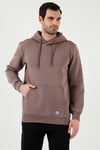 Regular Fit Kapüşonlu Kanguru Cepli İçi Tüylü Yumuşak Şardonlu Erkek Sweat 5905281 TOPRAK