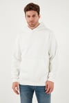 Regular Fit Kapüşonlu Kanguru Cepli İçi Tüylü Yumuşak Şardonlu Erkek Sweat 5905281 EKRU