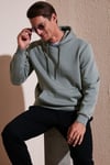 Regular Fit Kapüşonlu Kanguru Cepli İçi Tüylü Yumuşak Şardonlu Erkek Sweat 5905281 AÇIK HAKİ