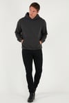 Regular Fit Kapüşonlu Kanguru Cepli İçi Tüylü Yumuşak Şardonlu Erkek Sweat 5905281 FÜME