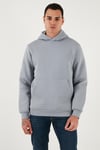 Regular Fit Kapüşonlu Kanguru Cepli İçi Tüylü Yumuşak Şardonlu Erkek Sweat 5905281 AÇIK GRİ
