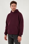 Regular Fit Kapüşonlu Kanguru Cepli İçi Tüylü Yumuşak Şardonlu Erkek Sweat 5905281 VİŞNE