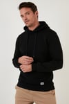 Regular Fit Kapüşonlu Kanguru Cepli İçi Tüylü Yumuşak Şardonlu Erkek Sweat 5905281 SİYAH