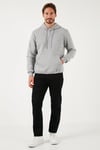Regular Fit Kapüşonlu Kanguru Cepli İçi Tüylü Yumuşak Şardonlu Erkek Sweat 5905281 GRİ MELANJ