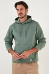Regular Fit Kapüşonlu Kanguru Cepli İçi Tüylü Yumuşak Şardonlu Erkek Sweat 5905281 AÇIK YEŞİL