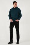 Regular Fit Kapüşonlu Kanguru Cepli İçi Tüylü Yumuşak Şardonlu Erkek Sweat 5905281 PETROL