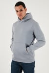Regular Fit Kapüşonlu Kanguru Cepli İçi Tüylü Yumuşak Şardonlu Erkek Sweat 5905281 AÇIK GRİ