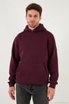 Regular Fit Kapüşonlu Kanguru Cepli İçi Tüylü Yumuşak Şardonlu Erkek Sweat 5905281 VİŞNE