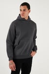 Regular Fit Kapüşonlu Kanguru Cepli İçi Tüylü Yumuşak Şardonlu Erkek Sweat 5905281 ANTRASİT