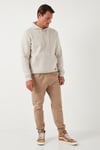 Regular Fit Kapüşonlu Kanguru Cepli İçi Tüylü Yumuşak Şardonlu Erkek Sweat 5905281 KUM