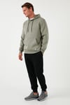 Regular Fit Kapüşonlu Kanguru Cepli İçi Tüylü Yumuşak Şardonlu Erkek Sweat 5905281 AÇIK HAKİ