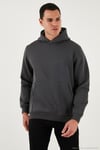 Regular Fit Kapüşonlu Kanguru Cepli İçi Tüylü Yumuşak Şardonlu Erkek Sweat 5905281 ANTRASİT