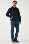 Regular Fit Kapüşonlu Kanguru Cepli İçi Tüylü Yumuşak Şardonlu Erkek Sweat 5905281 KOYU LACİVERT