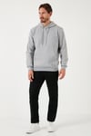 Regular Fit Kapüşonlu Kanguru Cepli İçi Tüylü Yumuşak Şardonlu Erkek Sweat 5905281 GRİ MELANJ
