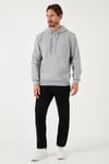 Regular Fit Kapüşonlu Kanguru Cepli İçi Tüylü Yumuşak Şardonlu Erkek Sweat 5905281 GRİ MELANJ